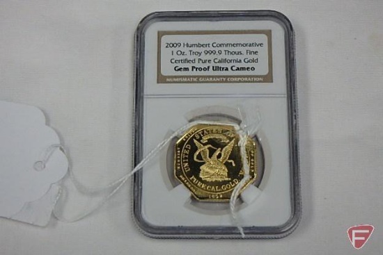 2009 Humbert Commemorative coin 1oz troy 999.9 thous. Fine certified pure California Gold