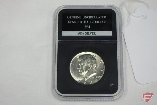 Genuine unc. Kennedy half dollar coin 1964 90percent silver