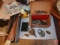 Large old locks, asst. keys, coin banks, fillet knife, and cheese box