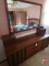 Walnut dresser with mirror and handkerchief drawers-small top drawers not original to that dresser