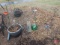 Garden bench, flower pot, poly paver, metal plant stand, metal lawn art, green glass