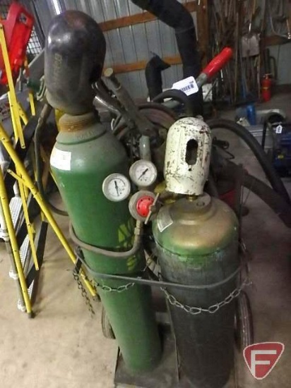 Oxy/Acetylene torch kit: cart, tanks, regulators, hoses, Smith cutting torch,