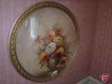 Oval picture and frame of flowers
