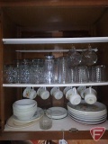 Corelle dishes and drinking glasses/cups