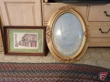 Oval picture frame and other framed pictures
