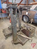 Platform scale on wheels, other platform scale, 25 lb. capacity spring scale, old wheel parts