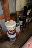 5 gallon unopened bucket of grease remover, old vehicle headlights, creeper,