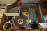 Honing stone, hack saw blades, tape measure, veneer caliper, screws