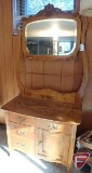 Commode with towel bar and wishbone mirror