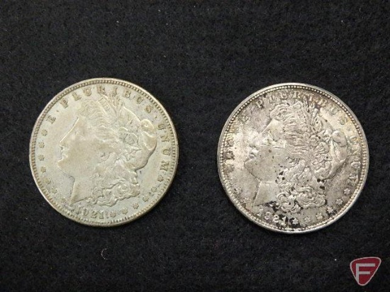 1921 Morgan Silver Dollars- both