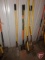 Shovels, pick ax, rake, sledge hammer
