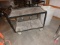 Metal cart with wheels and trash can