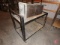 Metal cart with wheels and trash can
