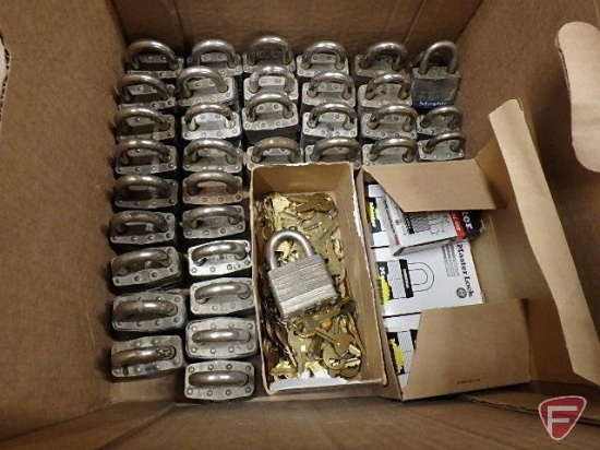 Master #5 padlocks, all keyed alike, w/keys