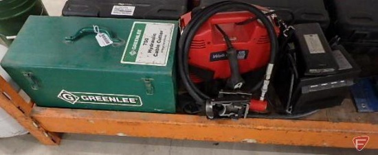 Greenlee 750 hydraulic cable cutter, GB walk pac,portable battery powered hydraulic pump