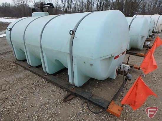 2000 Norwesco 1,635 gallon water tank on skids, model 40388, no top lid, used for water only