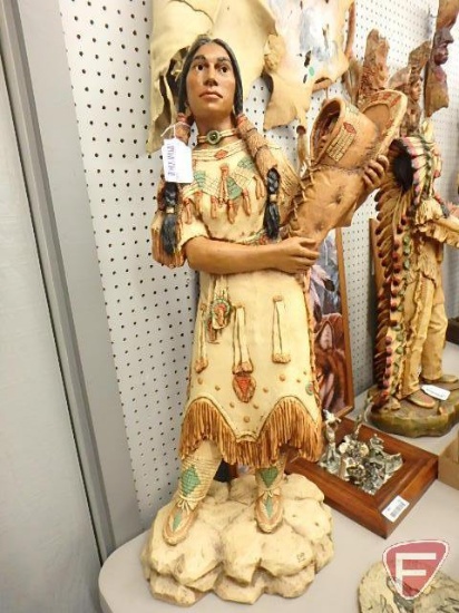 Universal Statuary Corp 1987 No 672 statue of Native American woman and child, 35inH