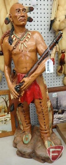 Universal Statuary Corp 1986 No 502 statue of Native American warrior, 35inH