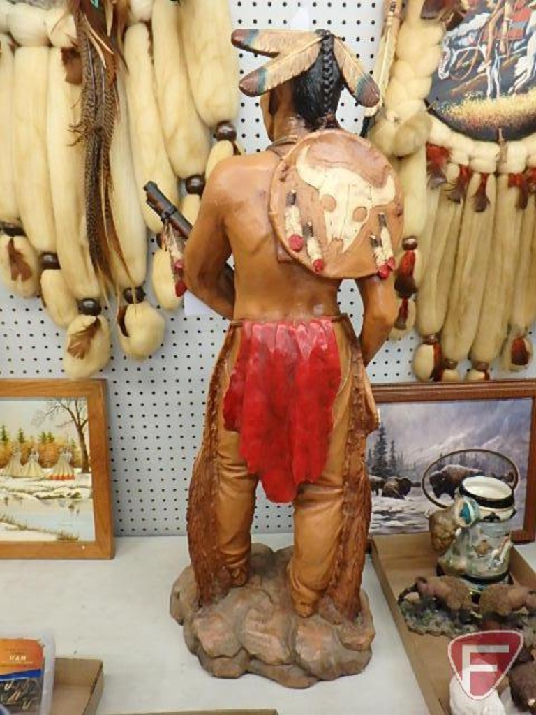 Universal Statuary Corp 1986 No 502 statue of Native American warrior,  35inH | Art, Antiques & Collectibles Collectibles Culture & Ethnicities  Native American Artifacts | Online Auctions | Proxibid