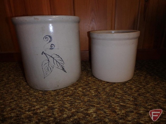 Red Wing Crock No 2 and one other crock, maker unknown, Both