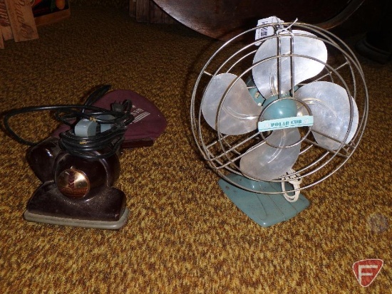 Metal Polar Cub table fan and Westinghouse hand vacuum, both