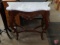 Ornate wall table/sofa table with marble top, 30inHx32inWx15inD