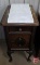 Three drawer vintage wood storage cabinet, 31inHx15inWx20inD and marble piece 10inx19in, Both