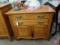 Wood storage cabinet on casters, 2 drawers and 2 doors, 30inHx34inWx18inD