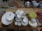 Dishware, some from Austria, glass plates clear and yellow, All 3 boxes