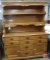 (2) piece wood hutch, top has 2 drawers, bottom has 6 drawers 2 doors, 70inHx54inWx19inD