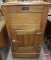 Wood The Sanitary Refrigerator cabinet on wheels, door need repair