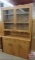 Wood hutch with glass doors, 3 drawers and 3 doors, 85inHx48inWx17inD,