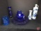 Cobalt blue pieces, some Delft Blue, Shirley Temple pitcher