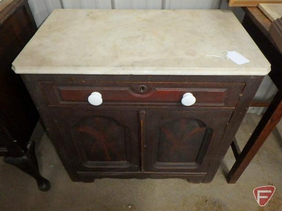 Storage cabinet, one drawer two door, with marble top, 29inhx30inWx17inD
