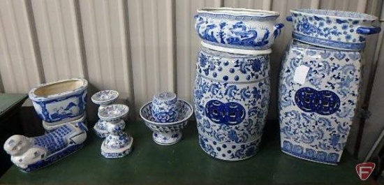 Blue ceramic pieces, All 11 pieces