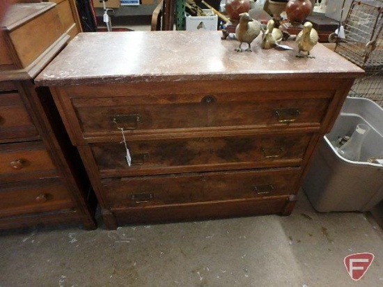 Wood dresser/storage cabinet with marble top, 3 drawers, 33inHx39inWx19inD