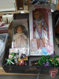 Vintage suitcase with dolls and other toys