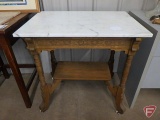 Marble top table on casters, 29inHx29inWx20inD