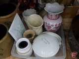 Ceramic items, vases, casserole with chips, wall decoration, All in tote