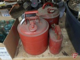 (3) metal fuel cans, red