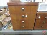 Wood dresser/storage cabinet 4 drawers, 46inHx34inWx18inD, Matches Lot 738, some scrapes