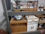 Wood stand/storage with swivel top and 2 doors, storage cabinet with 1 drawer and 2 doors,