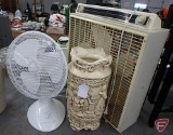 Table fan, box fan and ceramic vase, All 3 pieces