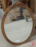 Wood framed wall mirror, 28inH