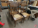 (4) wood cane seat chairs, some scratches