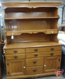 (2) piece wood hutch, top has 2 drawers, bottom has 6 drawers 2 doors, 70inHx54inWx19inD