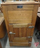 Wood The Sanitary Refrigerator cabinet on wheels, door need repair