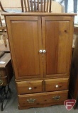 Wood storage/entertainment cabinet with 2 drawers and 2 doors, 52inHx31inWx17inD