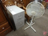 2-drawer metal file cabinet and floor standing fan, Both