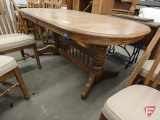 Wood oblong table with (8) upholstered chair, table is 68inx41in